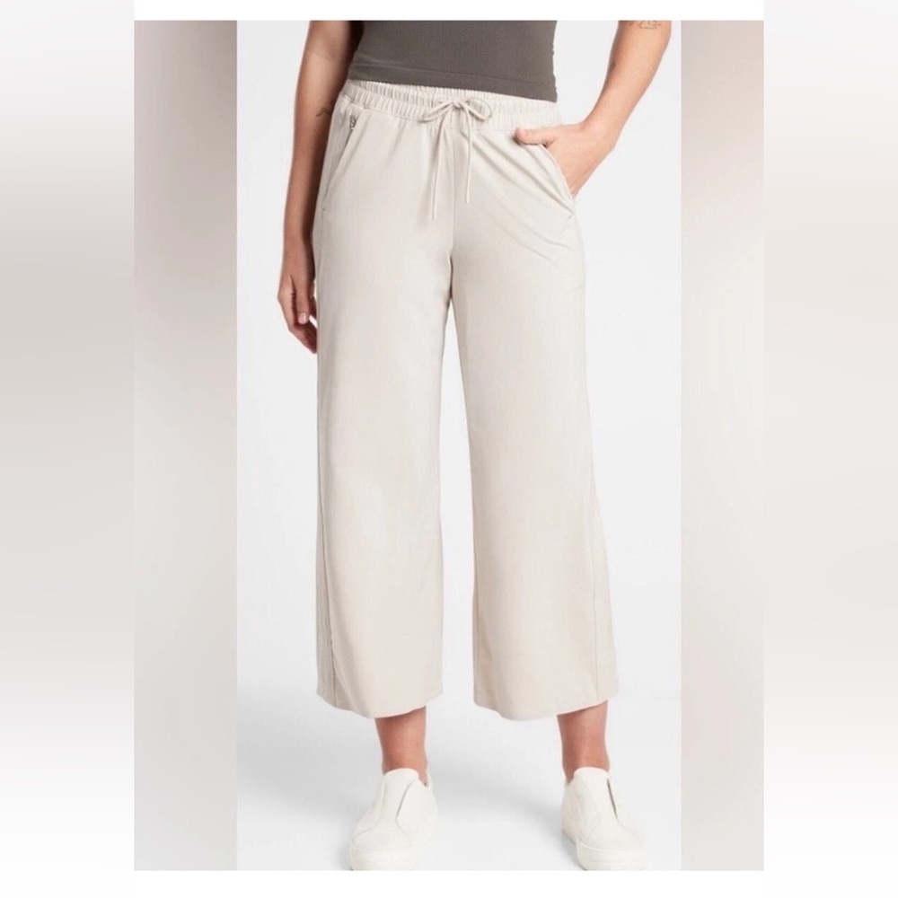Athleta Avenue Wide Leg Crop Pant - Cream - Size 4 - Picture 2 of 12